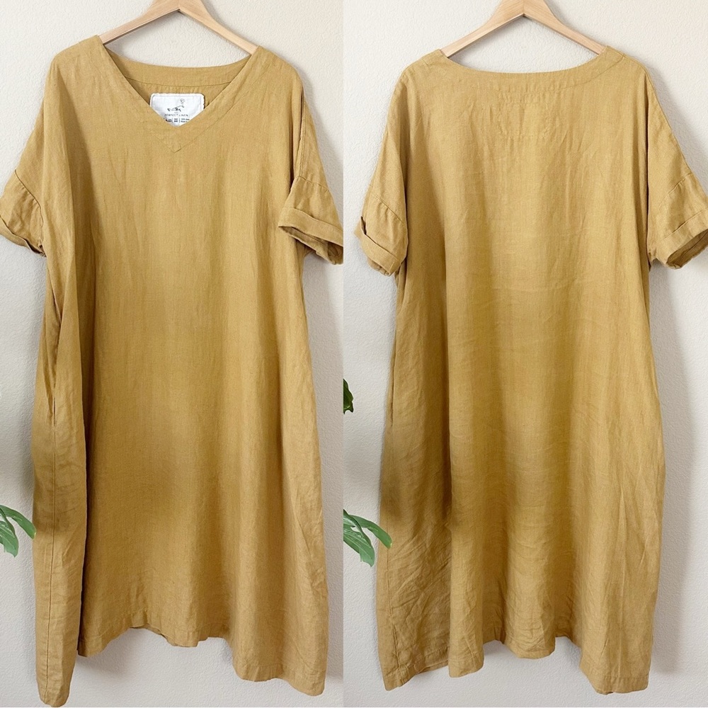 notPERFECTLINEN Mustard Midi Dress